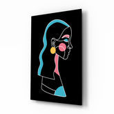 Abstract Colorful Portrait Glass Wall Art.